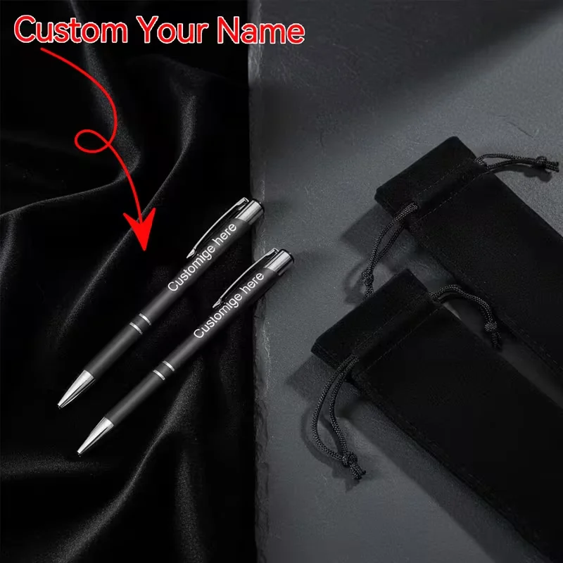 2 Sets (Pen + Pen Case) Laser-Engraved Ballpoint Pens, Personalized Stationery with Smooth Writing, Suitable for Business, School, and Office Use — an Inspirational Gift Choice for Teacher's Day, Graduation Season, and Back-To-School Season It Is Also Suitable as a Customized Promotional Gift, Promotional Item, Stylish Pen, with Elegant Design, High-Quality Ink, Retractable Pen, Personalized Name Ballpoint Pen with Storage Bag, Unique Stationery Gift for Both Men and Women.