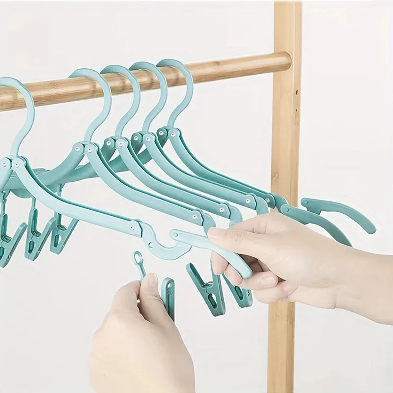 

TOPLIVING 19 Pcs Foldable NonSlip Clothes Hangers With 12 Clips Travel Drying Rack 6 Hangers Portable Set Mesh Storage Bag For L