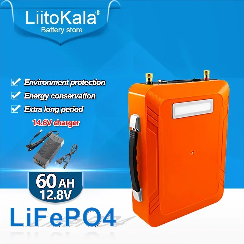 

LiitoKala 12 В, 12,8 В, 60 А/ч, Фотофон lifepo4, 5 В, USB для солнечной энергии, Фотофон, уличный кемпинг, солнечная энергия, резервное питание, гольф-мобиль + 14,6 в, 5 А