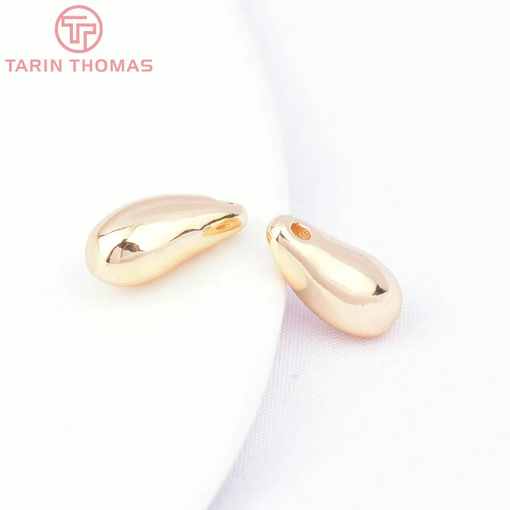 (7454) 6PCS 6x12MM 24K Gold Color Brass Water Droplet Pendants Tail Beads High Quality DIY Jewelry Making Findings Wholesale
