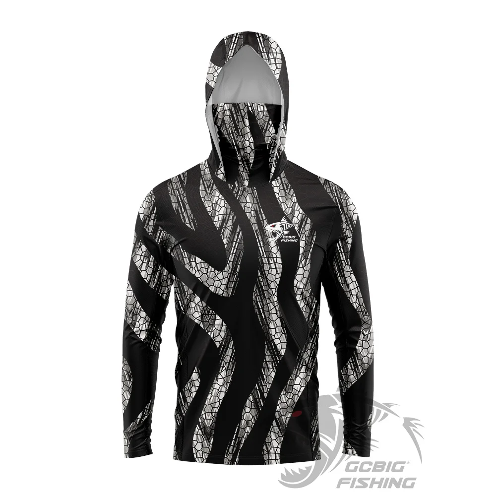 Huk Nieuwe Zeevissen Mannen Lange Mouw Vissen Hoodie T-shirts Zonbescherming Hoodies Gezichtsmasker Kleding Jacht Jungle Camouflage