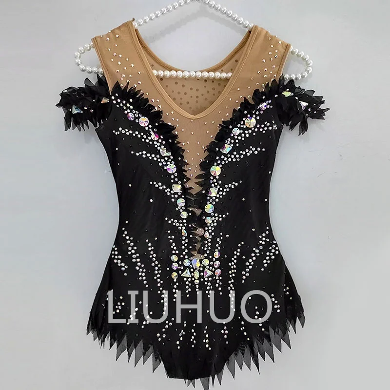 Artistic Gymnastics Leotard Black Bodysuit Custom  Rhythmic Gymnastics Competition Dance Leotard Artistic Costume