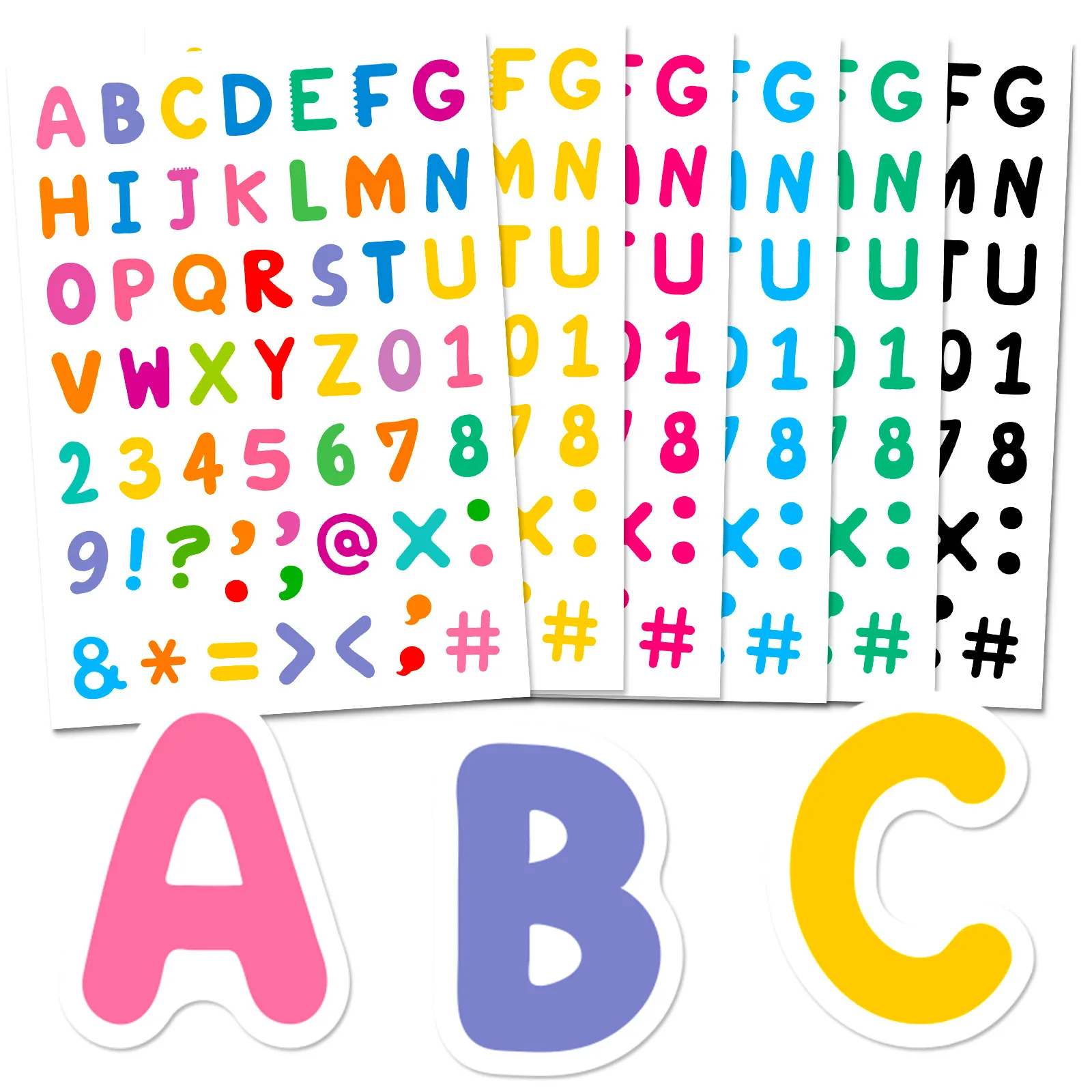 6 PCS/set Rainbow Number Letter Stickers Children's Early Education Educational Toys DIY Puzzle Decorative Stickers Game