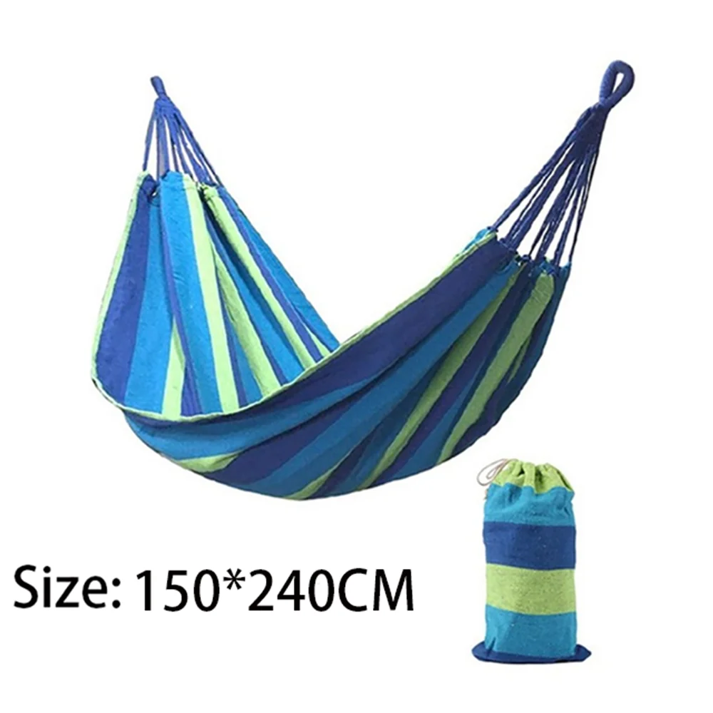 Dubbele Hangmat 2 Persoons Canvas Katoenen Hangmat Met Boomriemen Voor Terrastuin Achtertuin Buiten En Binnen (Rood, Blauw)