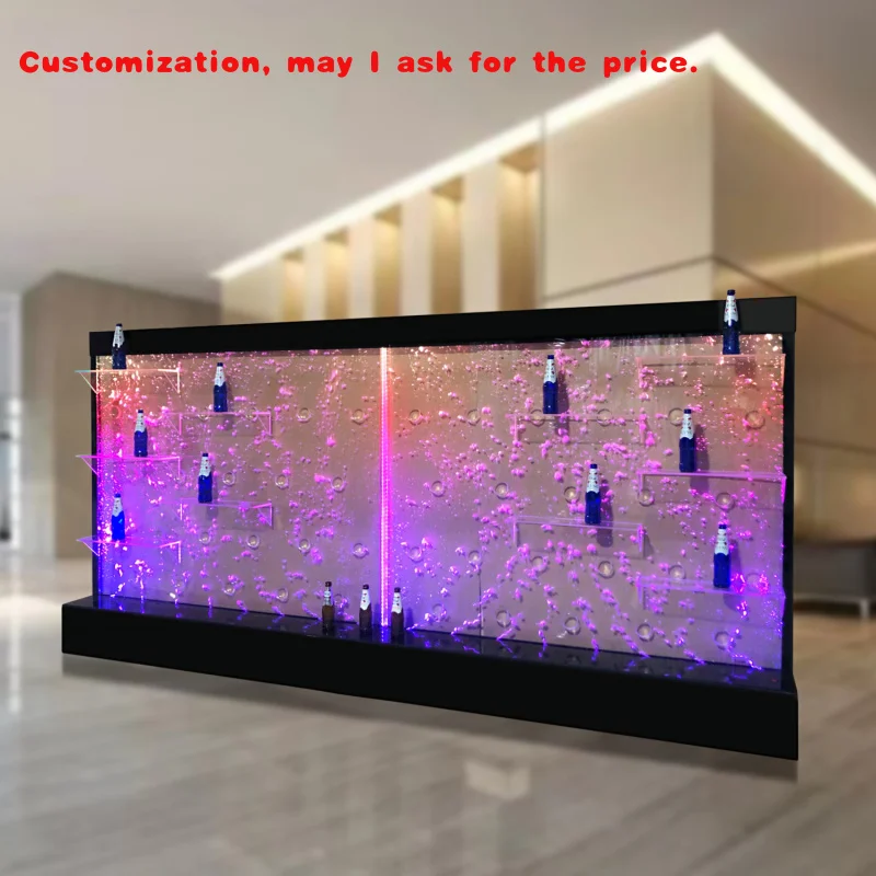 

на заказ. Индивидуальные светодиодные красочные светильники, украшение, точечная пузырьковая панель, стена с полками для вина, шкаф