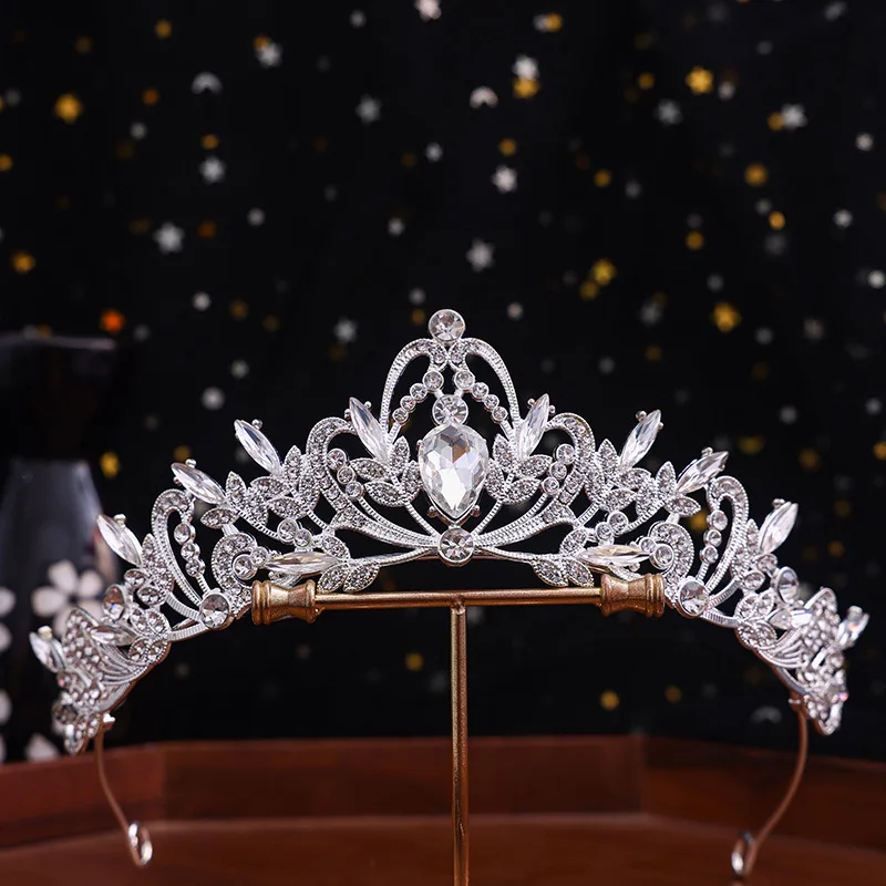1pc bridal crown tiara alloy black vintage baroque rhinestone crystal wedding dress accessories performance hair accessories image 5