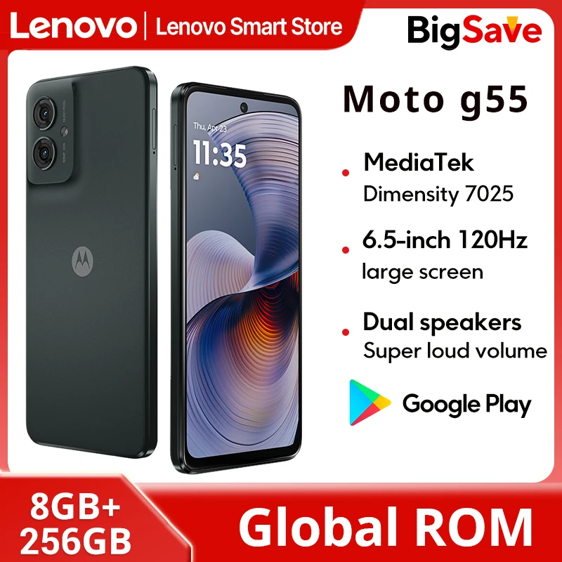 Motorola MOTO G55 Smartphone 6.5-inch 120Hz Display Global ROM MediaTek Dimensity 7025 CPU 256GB 50MP 5000mAh Cellphone