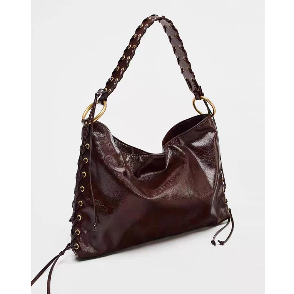 Fashion Woven Strap Shoulder Bag Soft PU Leather Women Handbags High Quality Shopper Tote Bags for Women Bag Commuting Purses