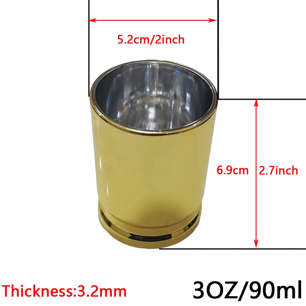 Outdoor Party .50 Caliber Shot Glass Bullet  Wine CupPlastic Golden Shiny Drinking Cup Opaque Mug Wineglass Novelty Gift