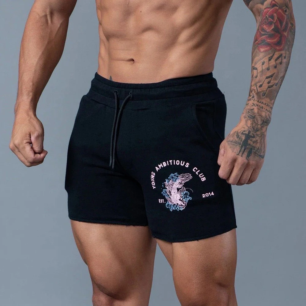 

Mens Casual Fitness Sports Cutoff Shorts Genderless 2024 New Fashion Training Versatile American Printed Comfort Shorts Unisex