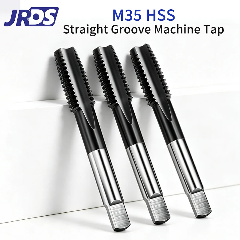 Метчик JRDS M35 HSS-E с прямой канавкой и TiN-покрытием для нержавеющей стали, метрический, размеры M2-M12, инструмент для обработки металла