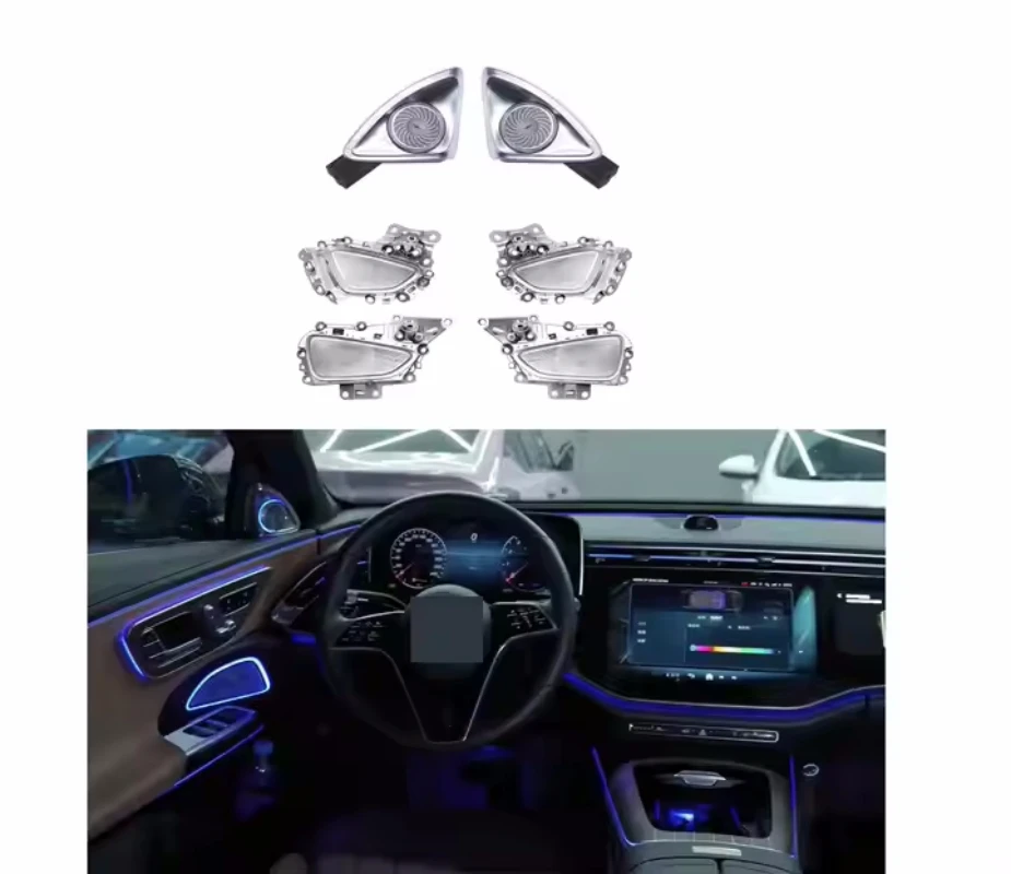 Aotsr 4d tweeter rotativo para mercedes benz e s-class w214 conjunto de duas peças 64 cores rgb led luminoso carro alto-falante chifre reequipamento