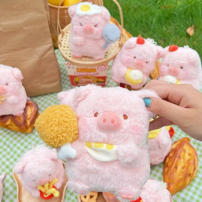 Lulu Pig House Pig Entregar Série Pingente de Pelúcia, Bonecas animais bonitos, Kawaii Plushien Aniversário Brinquedos, Blind Box, Novo, 6 Pcs