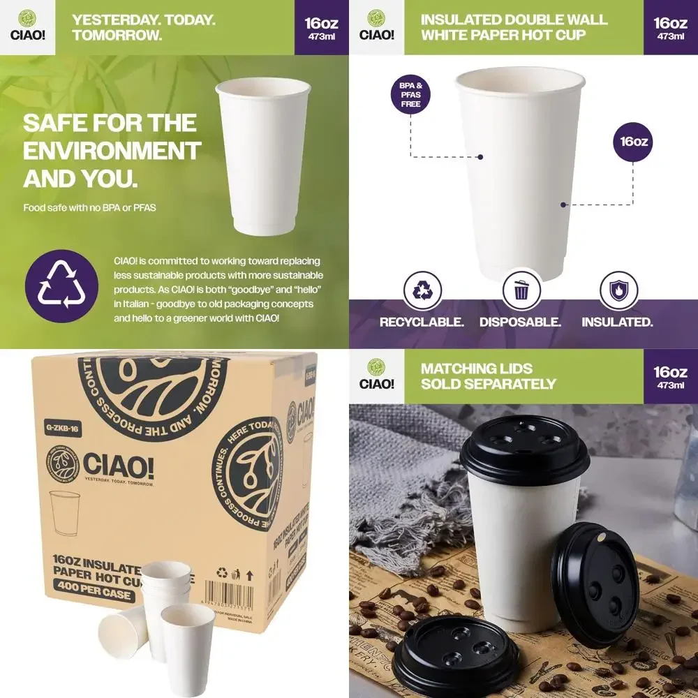 

Double Wall Insulated White Paper Hot Cup, 90mm, 16 oz, 400 Pack