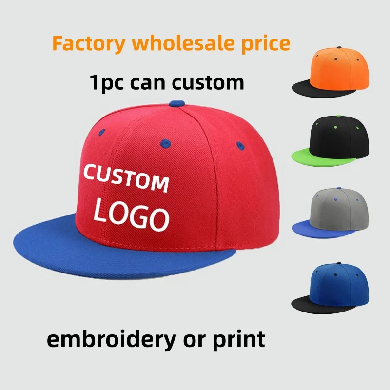 

Custom Embroidered Snapback Cap Unisex Flat Brim Hip Hop Sport Hat Outdoor Plain Casquette Baseball Caps Gorras Street Headwear