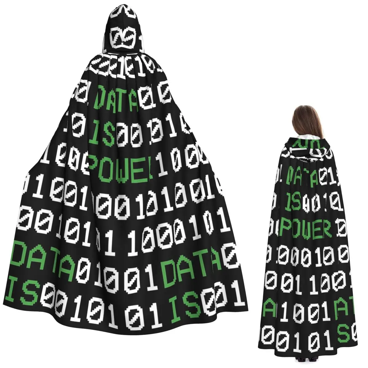 

Хакерский код, бинарный код, компьютерный длинный плащ с капюшоном, средневековый костюм ведьмы, накидка для косплея, Хэллоуин, вампир, унисекс