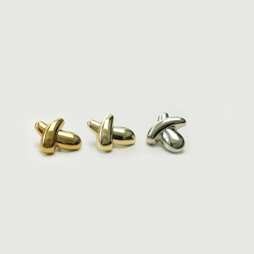 

10PCS X-Shaped Metal Buttons for Coat/Sweater, 18mm/23mm Gold Silver Light Gold Sewing Buttons, Modern DIY Clothing Accessories