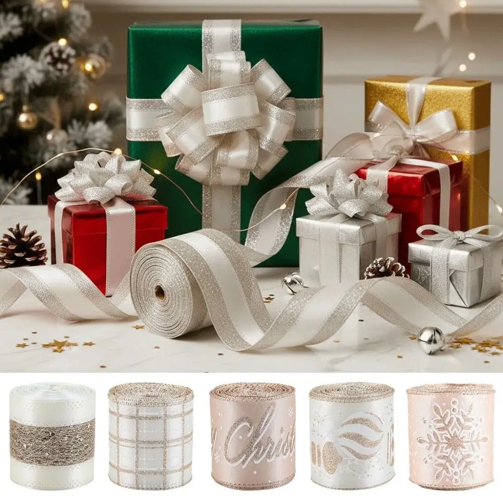 Handmade Christmas Bow Ribbon DIY Classic Christmas Wrapping Ribbon Decorative Xmas Bows Bow Decorative Webbing