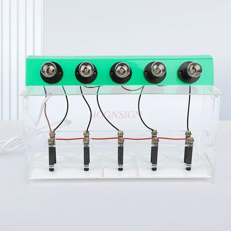 Electrolyte solution conductivity tester demonstrator, light bulb style, high school conductivity testing instrument