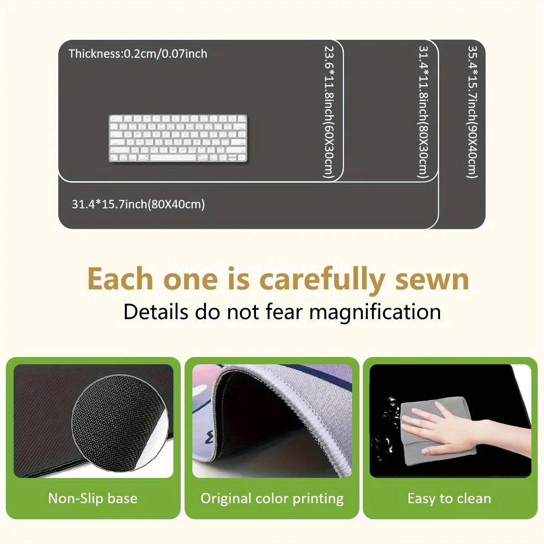 Golden Wave Flower Mouse Pads, Large Mouse Pad with Stitched Edge, Precision Stitching, Durable Rubber Base, Desk Mouse Pad