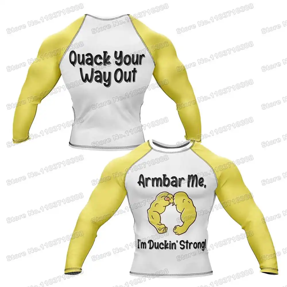 Quack Attack WWF Rash Guards Surfing Jersey Beach Shirts Swimwear Diving Gym Shorts MMA BJJ Men Jiu Jitsu Fitness Sets