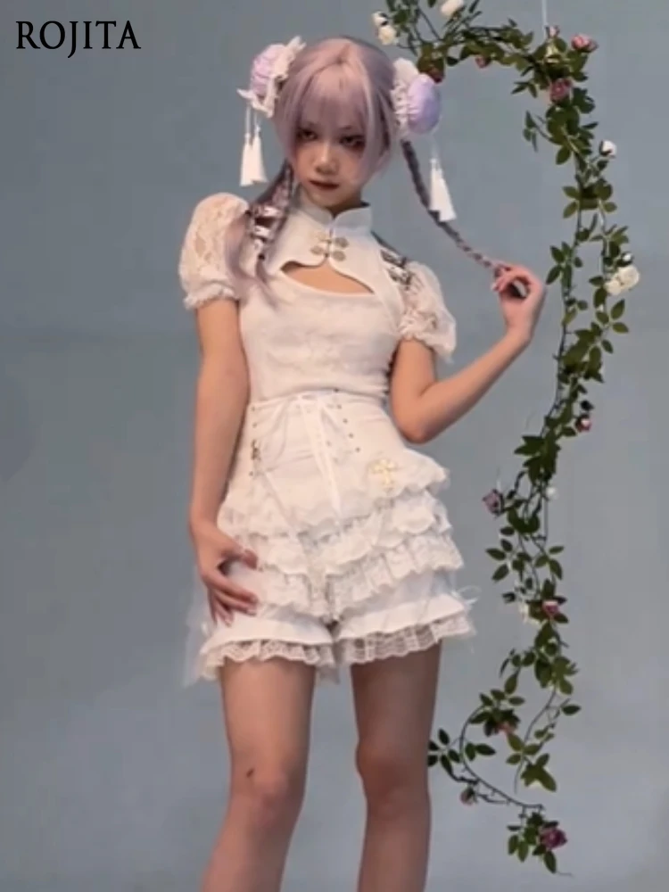 Gothpunk Subculture Chain Lace Strap Versatile Short Skirt Pants Summer New Japanese Lolita Versatile White Shorts Skirts Women