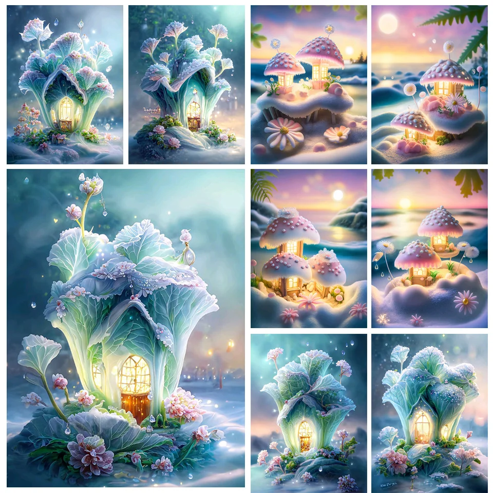 Mushroom House New Arrivals DIY 5D Diamond Painting Fantasy Diamond Embroidery Cross Stitch Full Mosaic Home Decor GG471