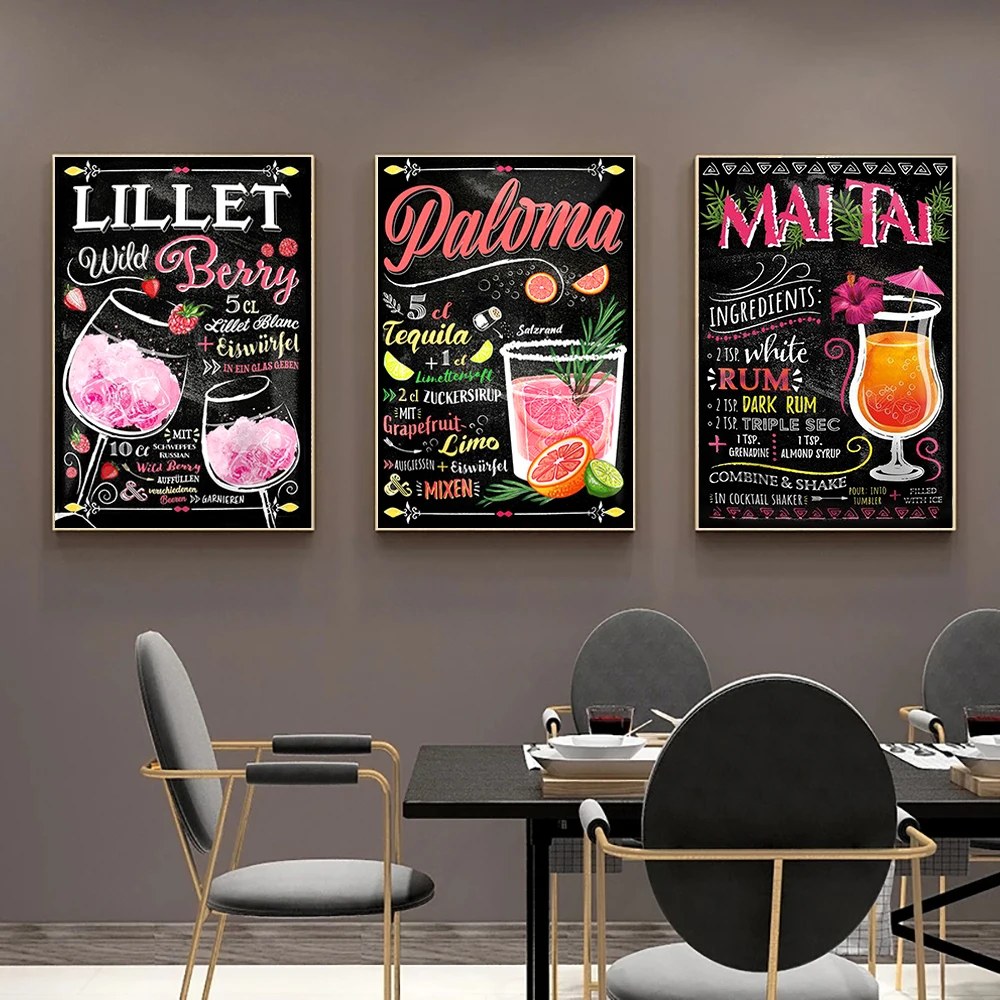 Putuo Decor Cocktail Diamond Painting Vintage Posters Wall Art Decoration for Bar Club DIY Diamond Mosaic Kit New Product