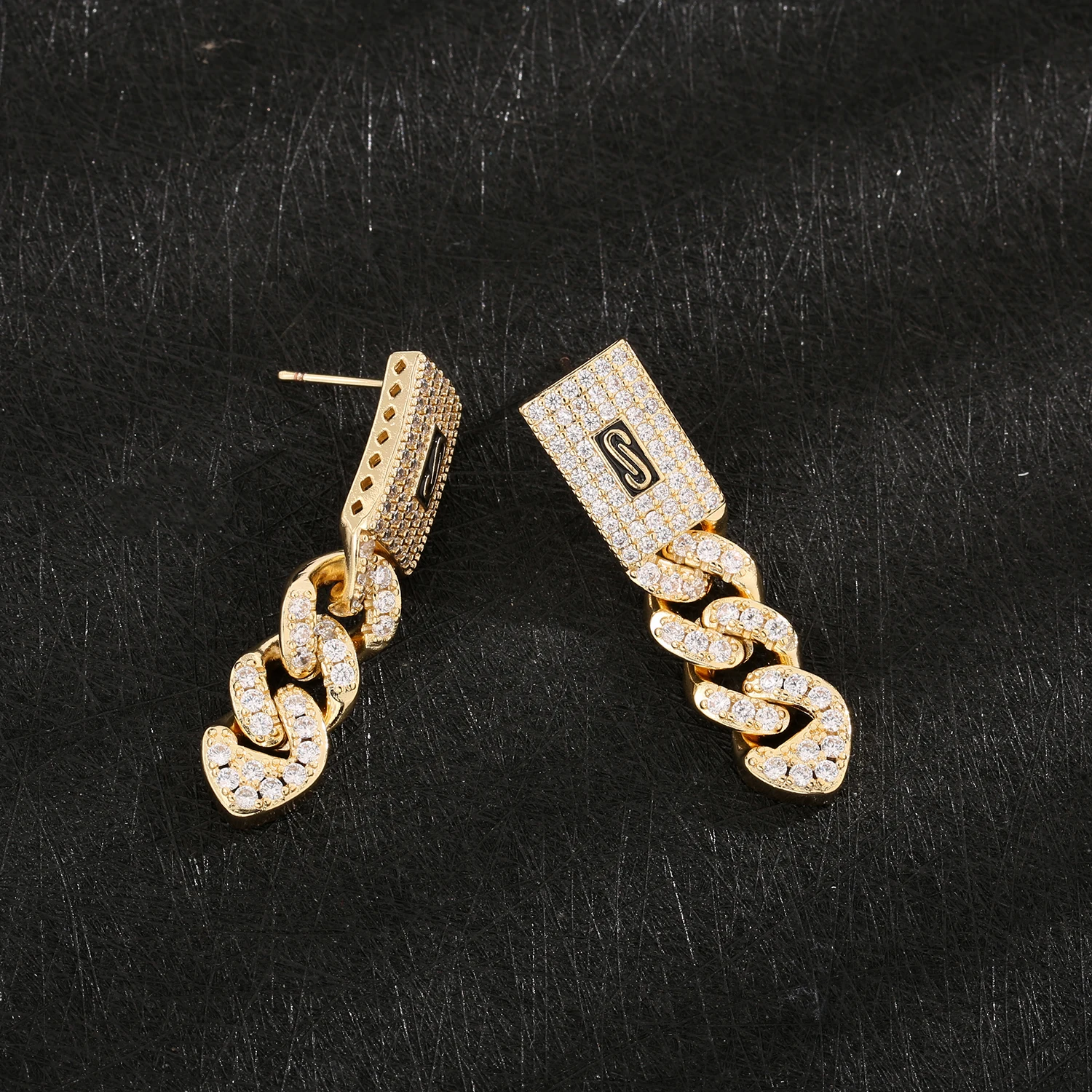 New Monaco earrings hip-hop Cuban earrings for women full diamond 14K gold-plated jewelry fashion exquisite accessories gift image 2