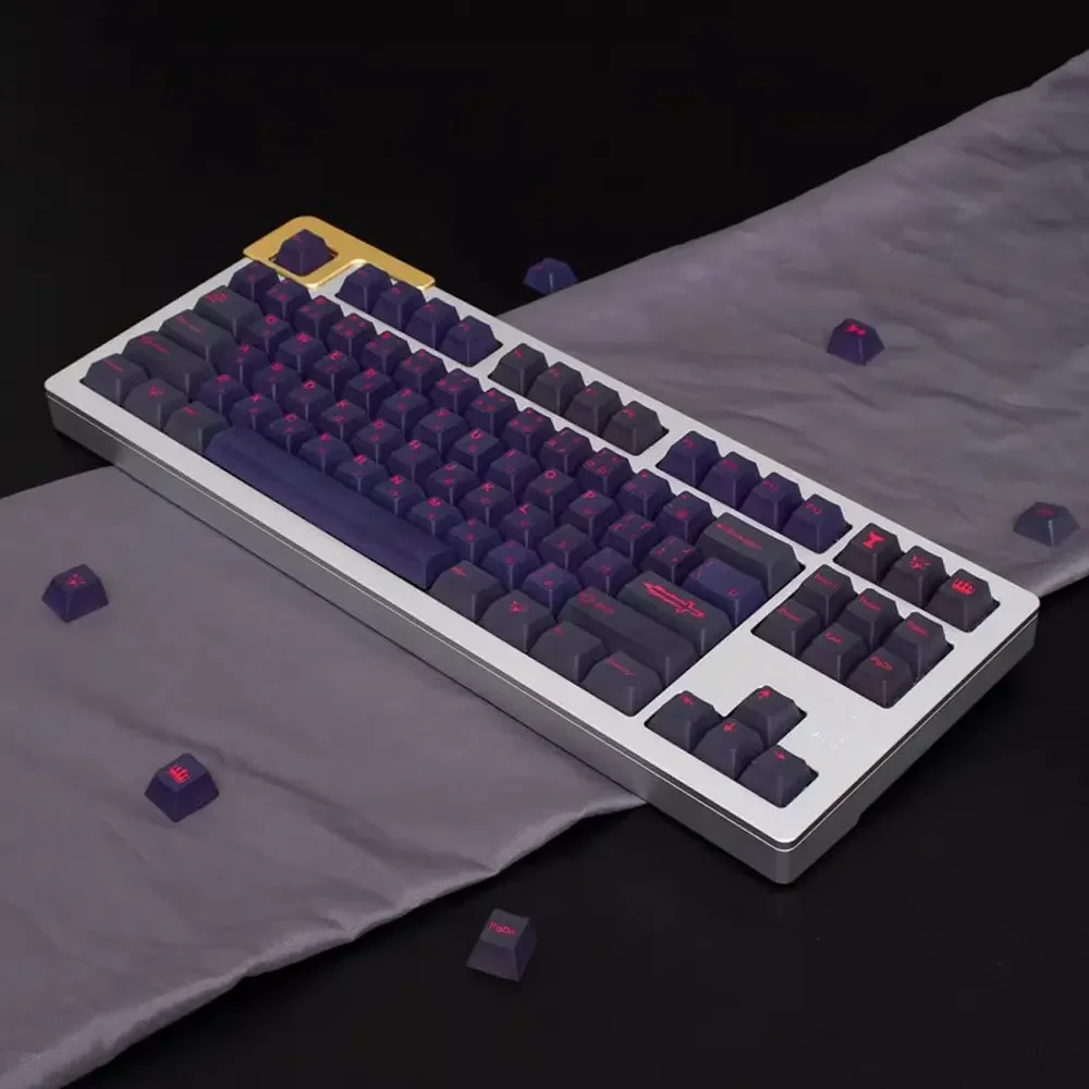 

129 Keys Keycaps Deep Purple Theme Cherry Height PBT PC Thermal Sublimation For 61 68 75 87 104 108 Mechanical Keyboard