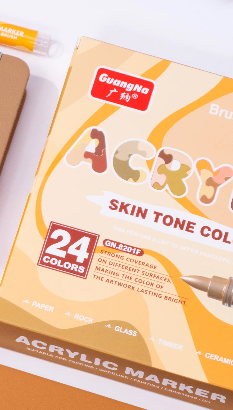 GuangNa 12-72 Farben Acryl-Marker-Stiftset mit weichen Pinseln, Hautton, Macaron-Farben, DIY handgezeichnet, Mal-Kunstmarker-Stifte, GN.8201F/M – Detail 19