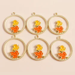 10pcs 25*28mm Enamel Orange Fall Maple Leaf Charms for DIY Earring Necklace Pendant Handmade Diy Jewelry Making Accessories