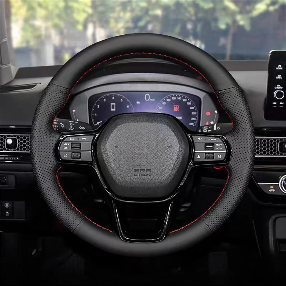 Customized Car Steering Wheel Cover Wrap Non-slip Microfiber Leather Braid For Honda Civic 11 XI 2021-2022 Car Accessories