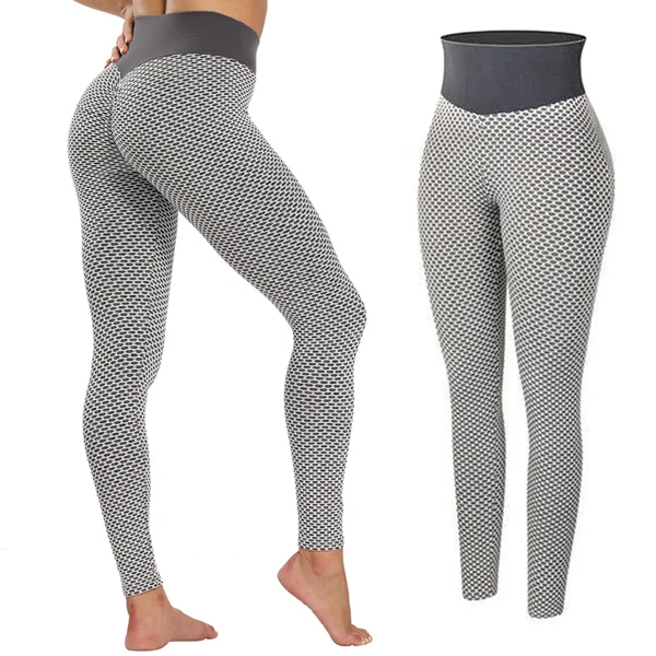 Women Grid Tights  Yoga Pants  High Waist Leggings Sportswear Gym Fitness Push Up Clothing Girl  Breathable  Yoga Pant