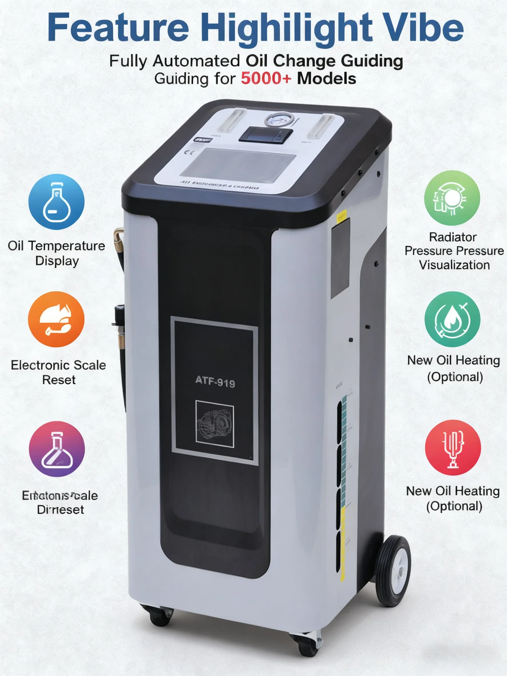 2025  Hot Selling ATF-919 10inch Touch Screen Automatic Transmission Oil Change Machine with Heating and Printing Functions