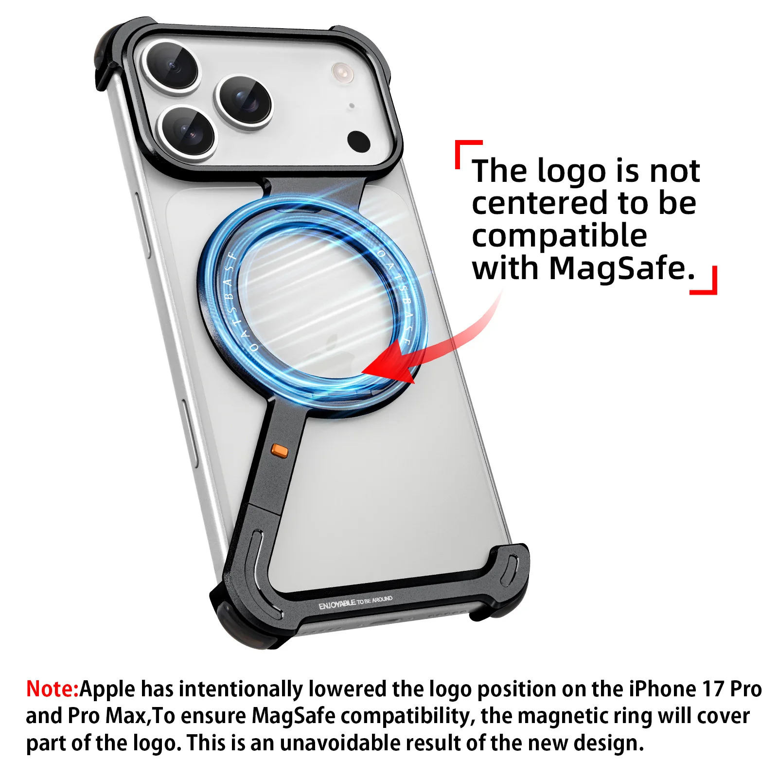 Eary Z Shape Frameless Phone Case for iPhone 17 16 Pro Max 15 14 13 Plus Magsafe Metal Cover Magnetic 360° Rotation Ring Stands