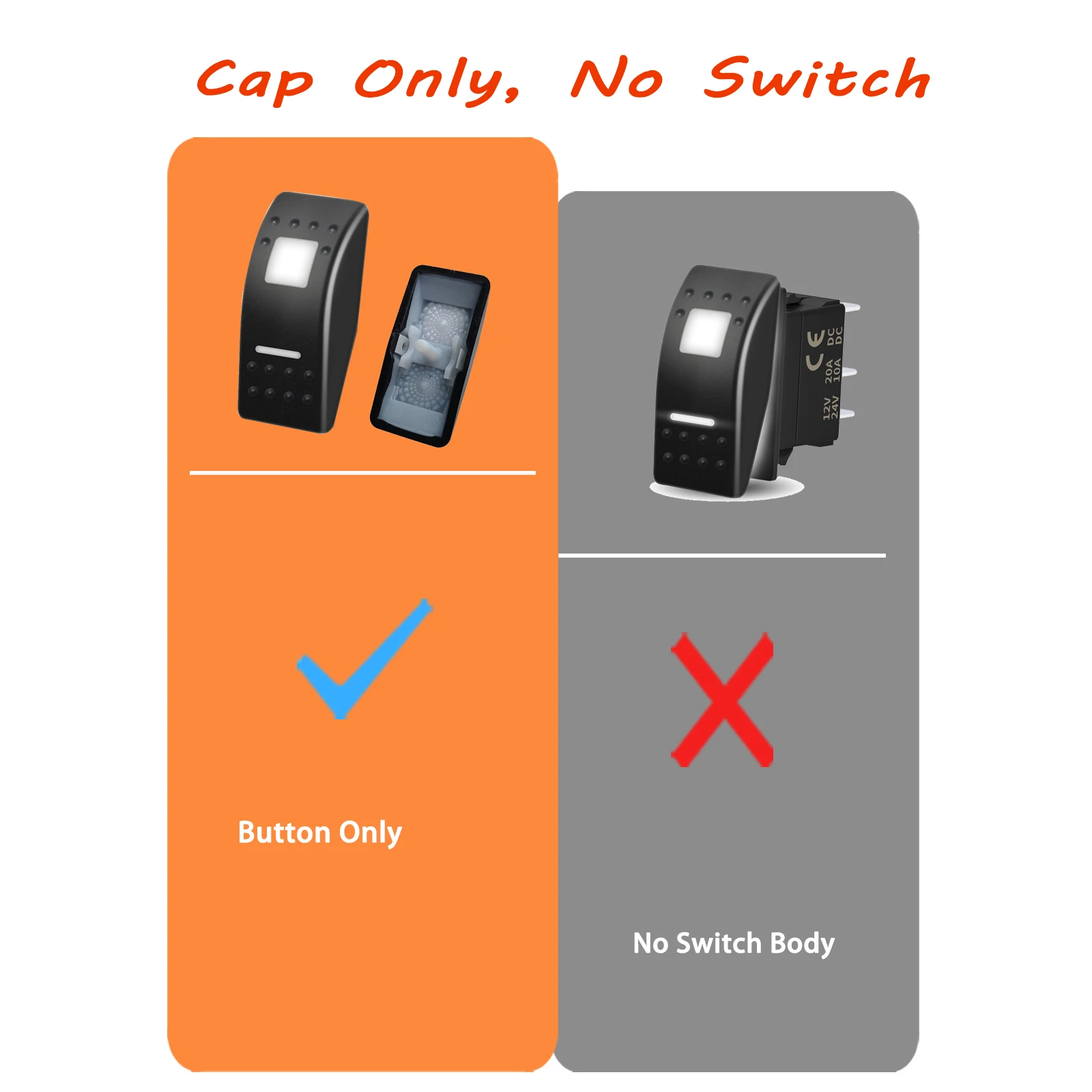 Dual White Lens Led Light Backlit Car Boat Rocker Switch Cover Replacing for Auto Narva 4x4 Universal Rocker Switches