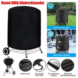 210D Outdoor Round Barbecue Cover Weber Heavy Duty Grill Cover Fire Pit Stove Waterproof Cover Gas Charcoal Electric BBQ Cover