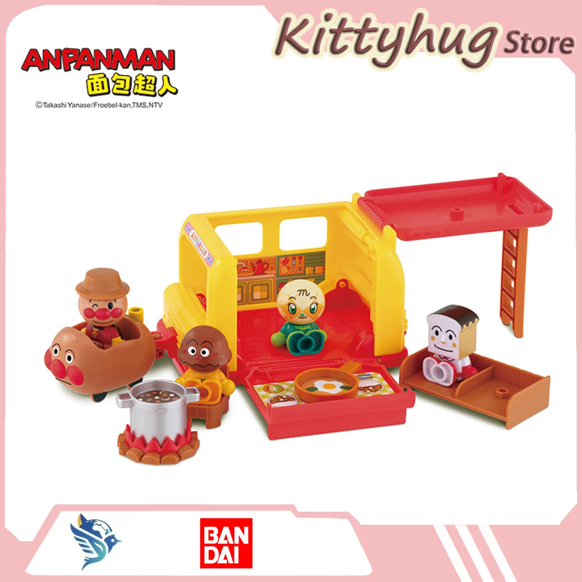 Bandai Anpanman Building Block Doll Set Happy Camping Van Having A Fun Camping Trip With Friends Educational Toys