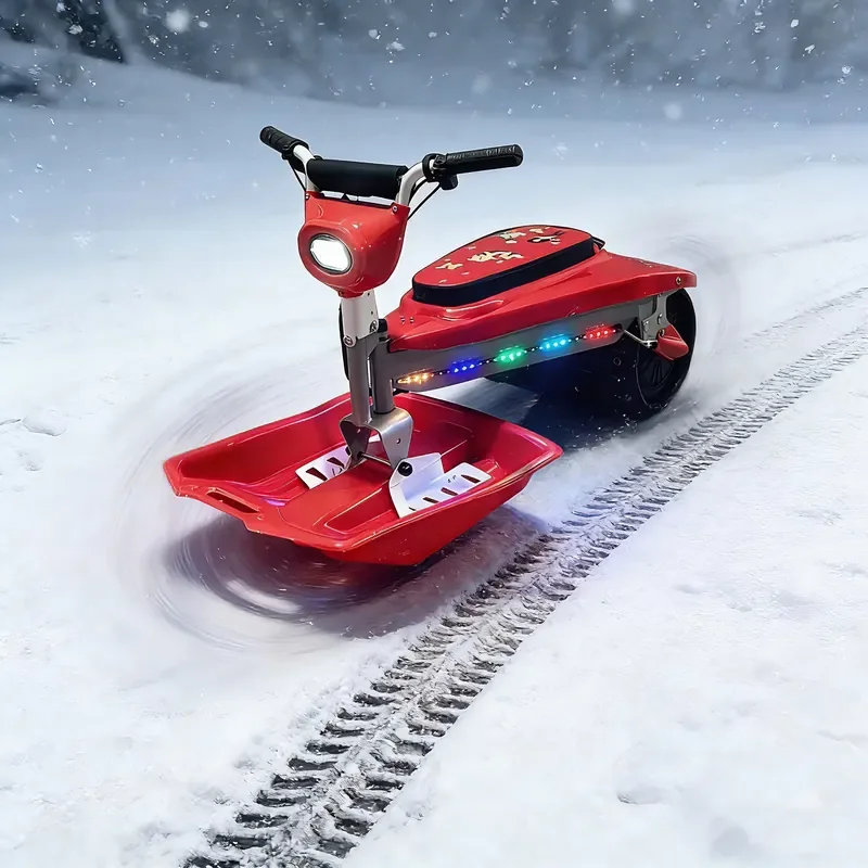 2026 Winter Sports Kids Electric Snow Track 48V500W Skiing Sleds Snow Ski Car with Colored LED Light Snow Racer