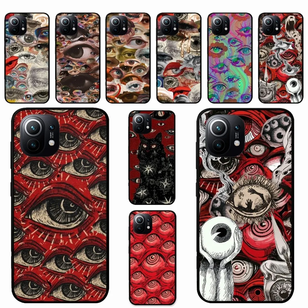 Scary Face Eyes Phone Case For Xiaomi Mi 5X 8 9 10 11 12 Lite Pro 10T PocoX3pro PocoM3 Note 10 Pro Lite