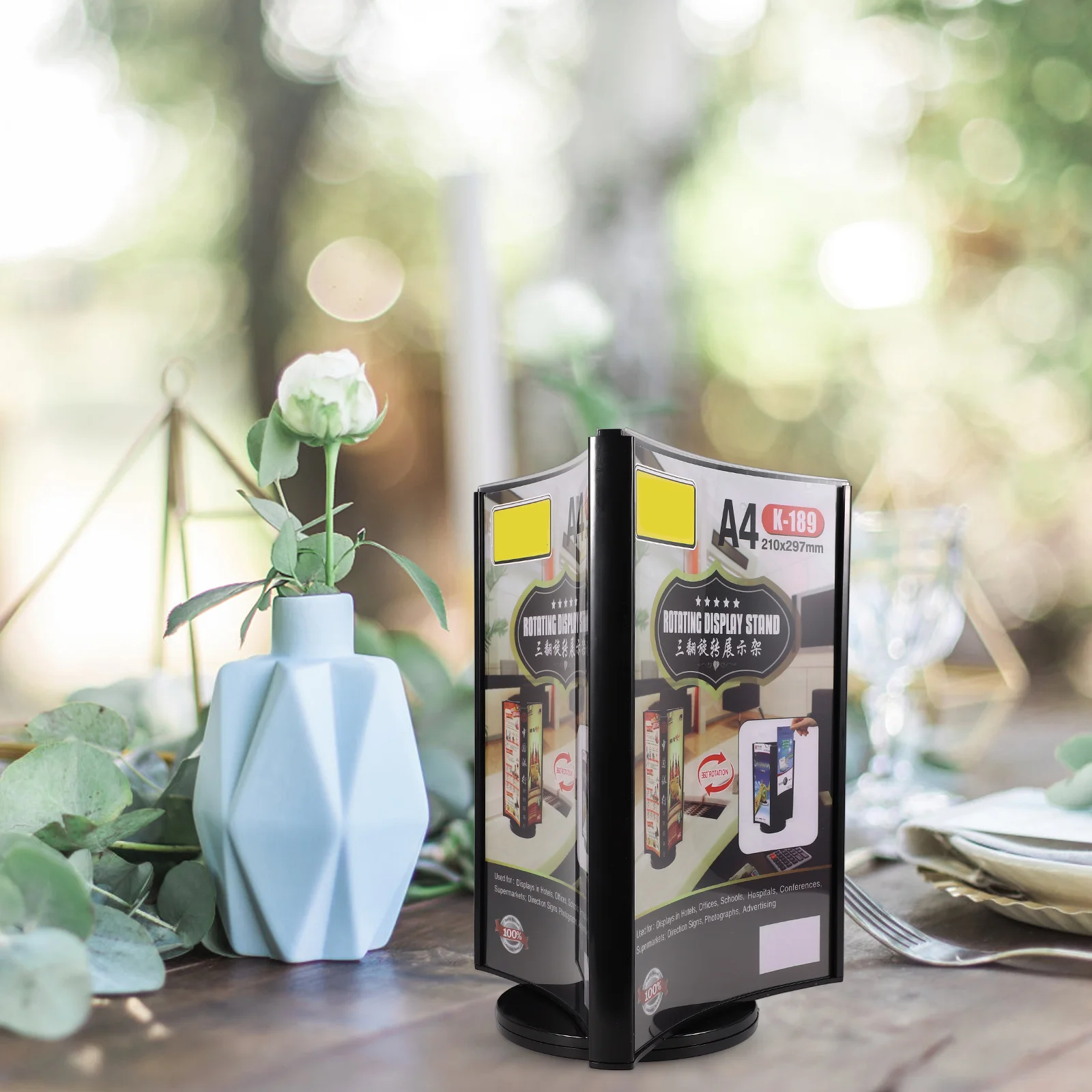 Stands Menu Akrilik Multi-Sisi yang Dapat Diputar, Penyangga Menu Meja, Penyangga Tanda Vertikal, Penyangga Harga Meja untuk Restoran