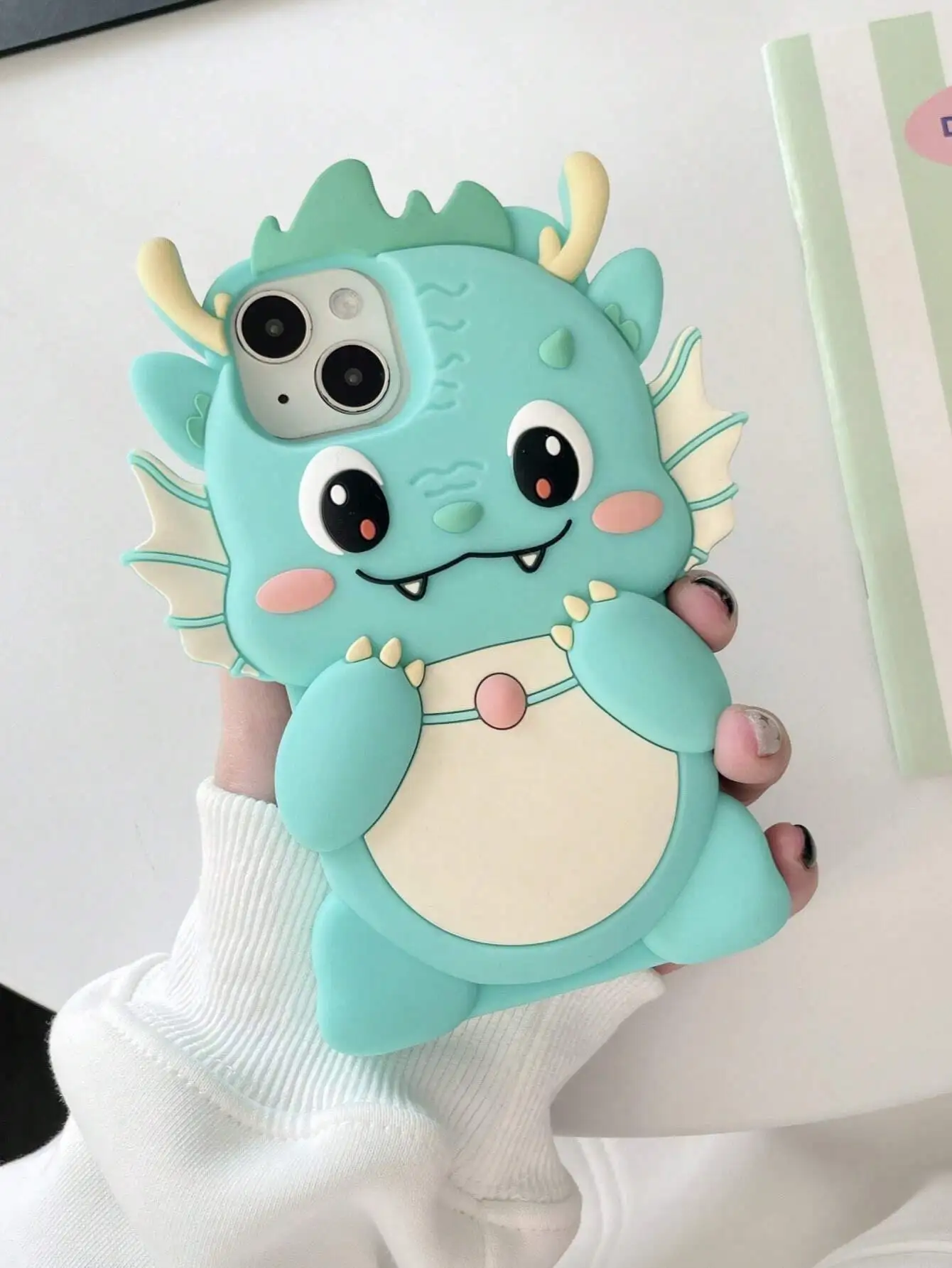 1pc Soft Silicone Dragon Baby Shaped Phone Case In Light Blue Color, Compatible With   Series Kawaii