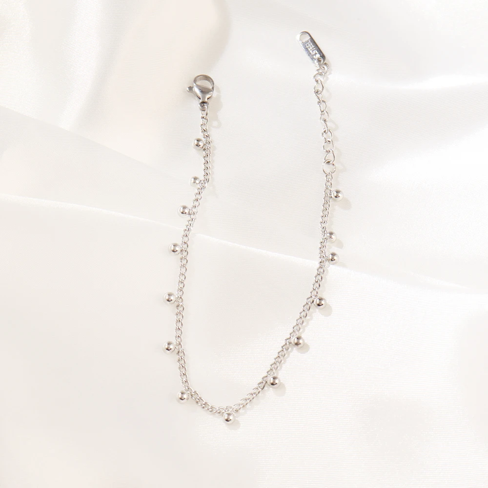 316L Stainless Steel Beads Tassel Pendant Bracelet For Women Fashion Gold Color Beads Chain Bracelets Jewelry