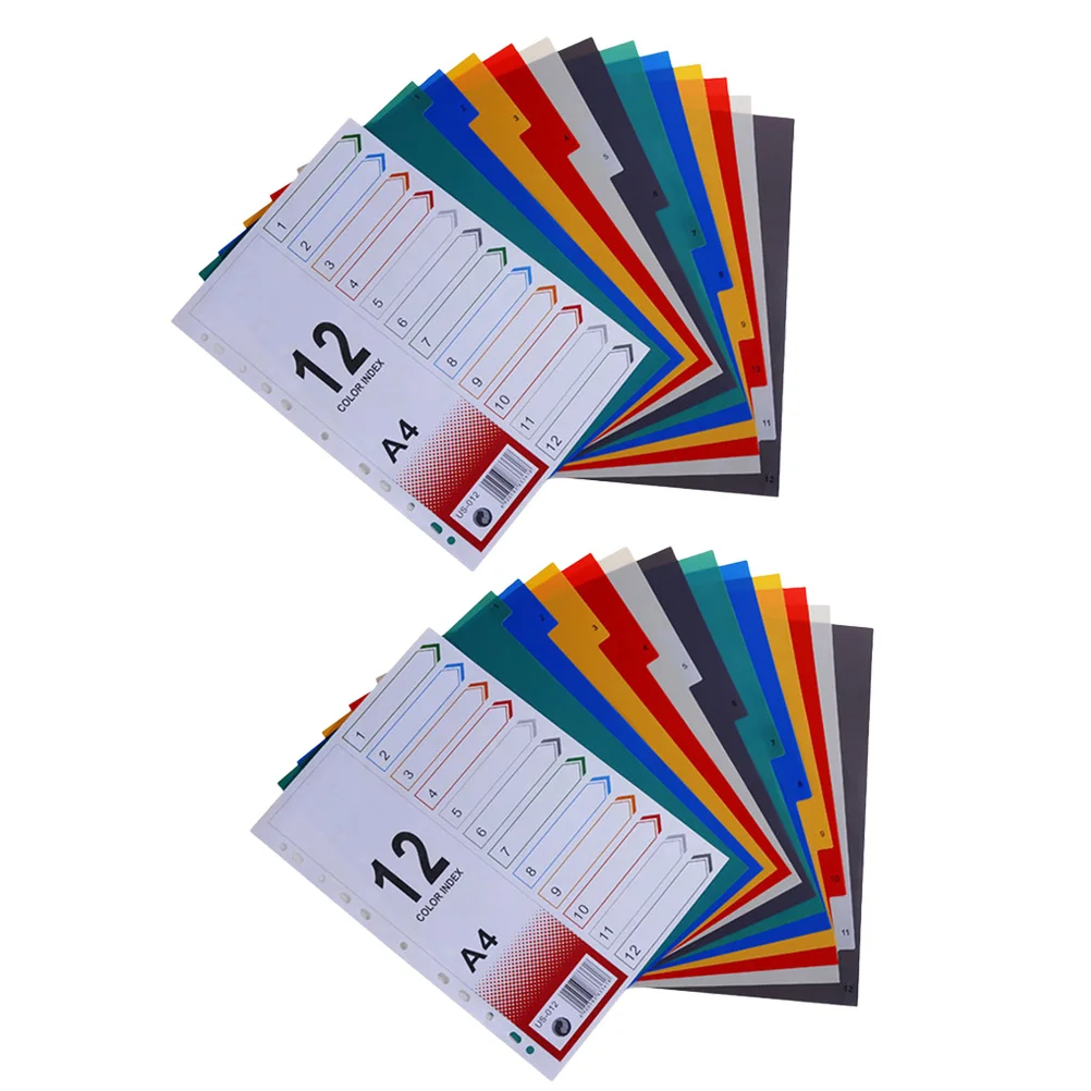 2pcs A4 Index Page Divider Refills For A5 6-Ring Binder Extra Wide Tabs Sheet Protector Compatible With Tab Cards Label