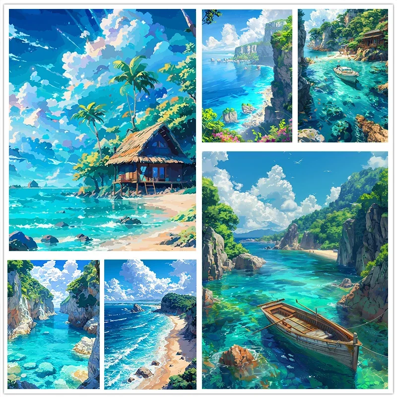 Beautiful Coast Natural Tourist Scenery Art Posters Canvas Prints Wall Paintings Living Room Bedroom Home Decoration Frameles