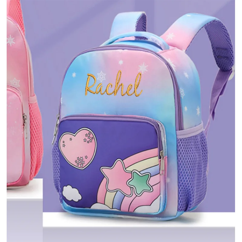 Mochila com nome personalizado para crianças, mochila leve do jardim de infância, desenhos animados fofos, meninos e meninas, de 3 a 6 anos