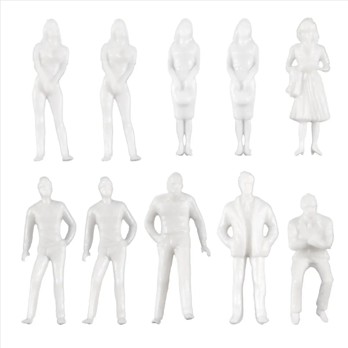 T34C 1:50 White Figures Architectural Model Human Scale HO Model Plastic Peoples,10 Pieces