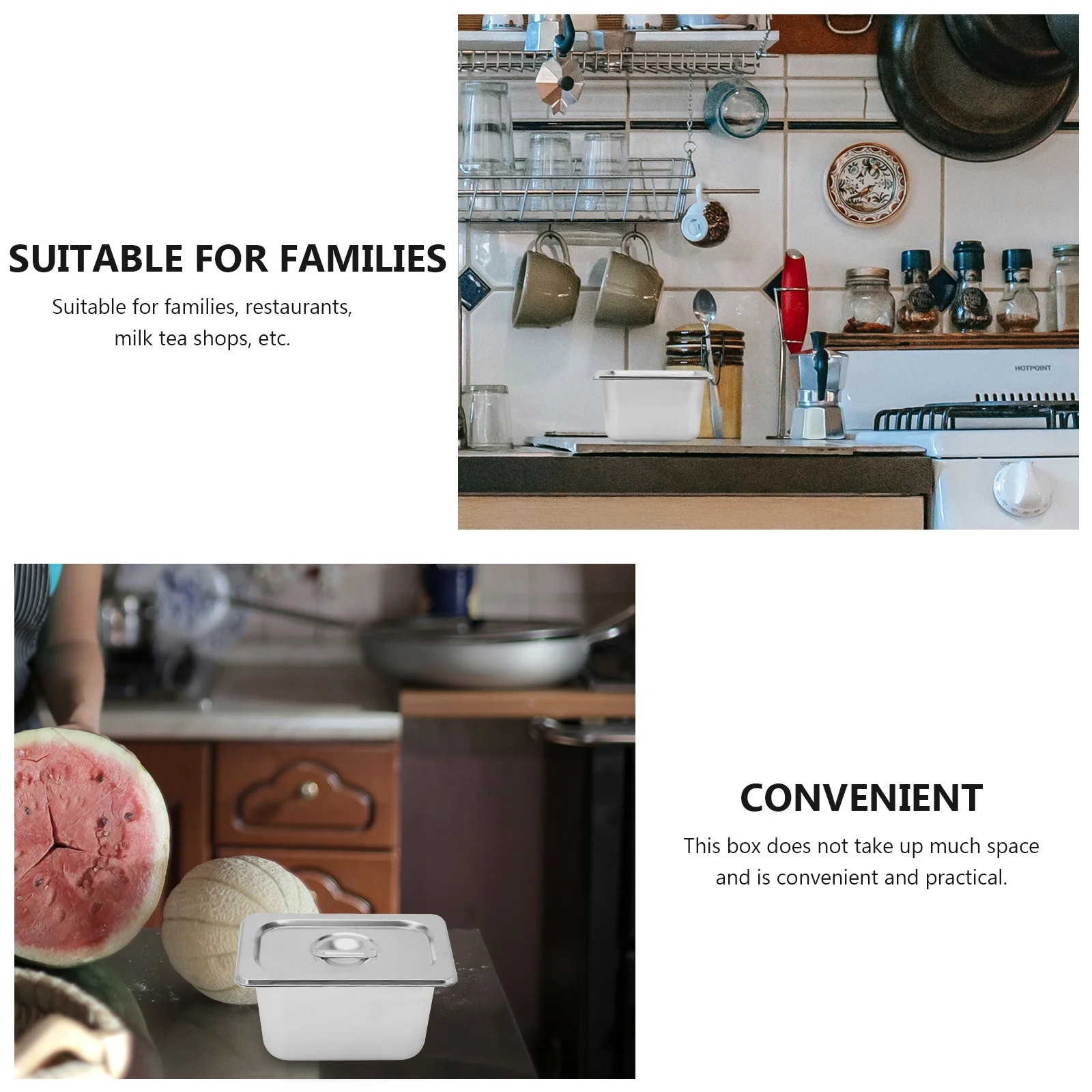 

1Set Stainless Steel Food Serving Basin Square Thickened Storage Container with Lid for Fruits Vegetables Side Dishes Restaurant