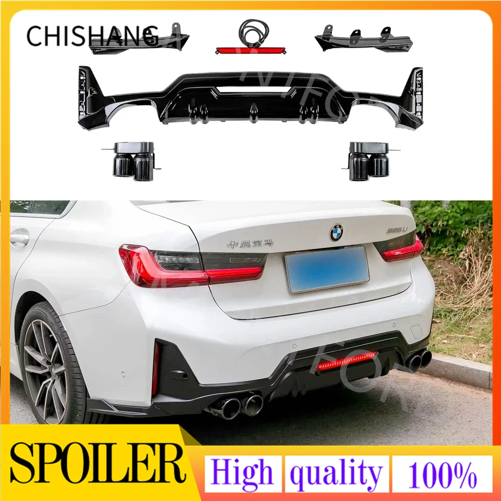 

Задний диффузор для BMW G20 LCI M Sport 320i 325i 2023 + Sport 330i M340i блеск черный диффузор заднего бампера разветвители для губ спойлер